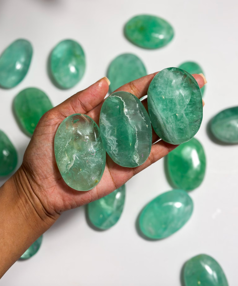 Green Snowflake Flourite Palmstone